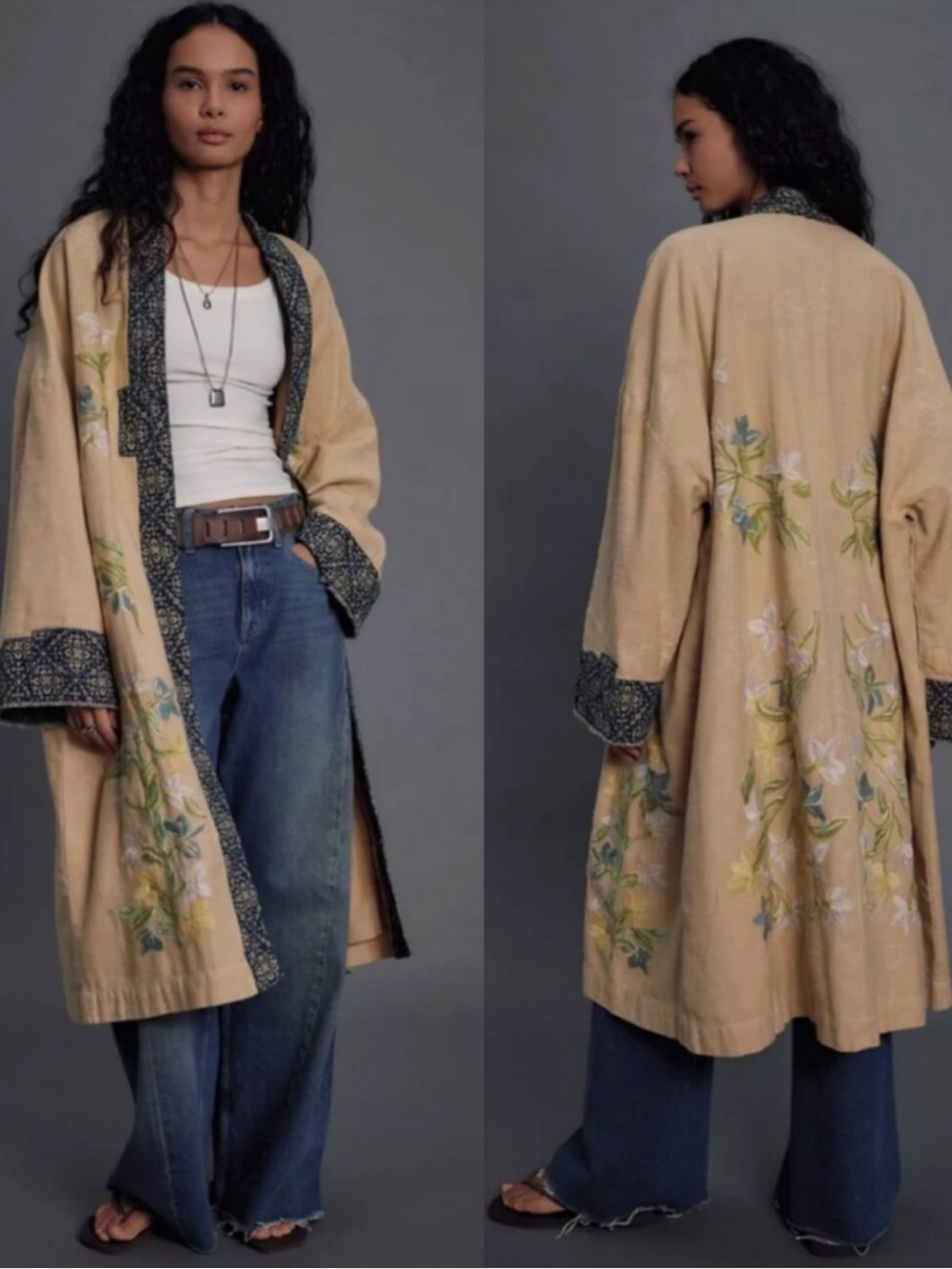 NWOT FP Free People Henlow Embroidered Duster  Relax Fit Oversize RARE M/L